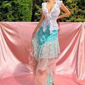 Vintage 90’s White Ruched Ruffle Cami Top